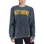 Women's Navy West Virginia Mountaineers Comfy Cord Vintage-Like Wash Basic Arch Pullover Sweatshirt