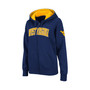 Women's Navy West Virginia Mountaineers Arched Name Full-Zip Hoodie