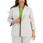 Plus Size Seersucker 3/4-Sleeve Blazer