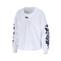 Women's White Baltimore Ravens Celebration Cropped Long Sleeve T-shirt