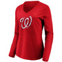 Women's Red Washington Nationals Core Team Long Sleeve V-Neck T-shirt