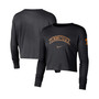 Women's Black Tennessee Volunteers 2-Hit Cropped Long Sleeve Logo T-shirt