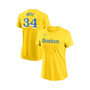 Women's David Ortiz Gold Boston Red Sox City Connect Name and Number T-shirt