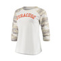 Women's White, Camo Syracuse Orange Boyfriend Baseball Raglan 3/4 Sleeve T-shirt