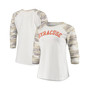Women's White, Camo Syracuse Orange Boyfriend Baseball Raglan 3/4 Sleeve T-shirt