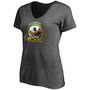 Women's Heathered Charcoal Oregon Ducks Primary Logo V-Neck T-shirt