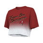 Women's Threads Tom Brady Red, White Tampa Bay Buccaneers Drip-Dye Player Name and Number Tri-Blend Crop T-shirt