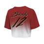 Women's Threads Tom Brady Red, White Tampa Bay Buccaneers Drip-Dye Player Name and Number Tri-Blend Crop T-shirt