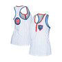 Women's White Chicago Cubs Pinstripe Henley Racerback Tank Top