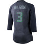 Women's Russell Wilson College Navy Seattle Seahawks Player Name Number Tri-Blend Three-Quarter Sleeve T-shirt