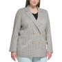 Trendy Plus Size Printed Long-Sleeve Blazer