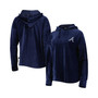 Women's Navy Atlanta Braves End Line Pullover Hoodie