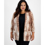 Plus Size Python-Print Open-Front Boyfriend Blazer, Created for Macy's