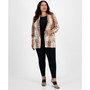 Plus Size Python-Print Open-Front Boyfriend Blazer, Created for Macy's