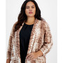 Plus Size Python-Print Open-Front Boyfriend Blazer, Created for Macy's