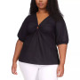 Plus Size Cotton Poplin 3/4-Sleeve Top