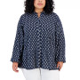 Plus Size Printed Tiered Long-Sleeve Blouse, Created for Macy's