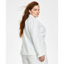 Plus Size Notch-Collar Long-Sleeve Tweed Jacket