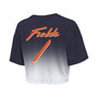 Women's Threads Justin Fields Navy, White Chicago Bears Drip-Dye Player Name and Number Tri-Blend Crop T-shirt