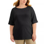 Plus Size Cotton Elbow-Sleeve Top, Created for Macy's