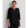 Women's Plus Size Split-Neck Three-Quarter Sleeve Cotton Tunic