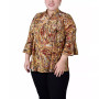 Plus Size Pleat Front Y-Neck Top