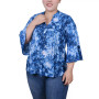 Plus Size Pleat Front Y-Neck Top