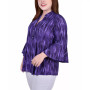 Plus Size Pleat Front Y-Neck Top
