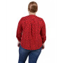 Plus Size 3/4 Sleeve Roll Tab Y Neck Blouse