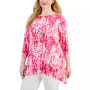 Plus Size Floral Ikat Scoop-Neck Jacquard Top, Created for Macy's