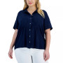 Plus Size Collared Pintuck Top, Created for Macy's