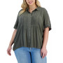 Plus Size Collared Pintuck Top, Created for Macy's