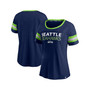 Women's College Navy Seattle Seahawks Clean Cut Stripe T-shirt