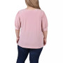 Plus Size Short Balloon Sleeve Top with Hardware