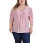 Plus Size Short Balloon Sleeve Top with Hardware