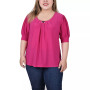 Plus Size Short Balloon Sleeve Top with Hardware