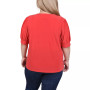 Plus Size Short Balloon Sleeve Top with Hardware