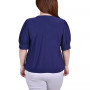 Plus Size Short Balloon Sleeve Top with Hardware