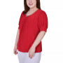 Plus Size Short Balloon Sleeve Top with Hardware