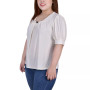 Plus Size Short Balloon Sleeve Top with Hardware