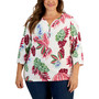 Rio Palm 3/4-Sleeve Henley Top, Created for Macy's