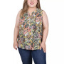 Plus Size Sleeveless Pintucked Blouse