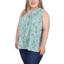 Plus Size Sleeveless Pintucked Blouse