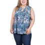 Plus Size Sleeveless Pintucked Blouse