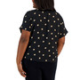 Plus Size Dot-Print Bateau-Neck Short-Sleeve Blouse