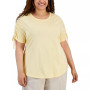 Plus Size Cinch Sleeve Crewneck Top, Created for Macy's