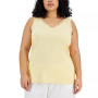 Plus Size Cotton Lace-Trim Top, Created for Macy's