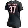Women's Andrei Svechnikov Black Carolina Hurricanes Alternate Authentic Stack Name Number V-Neck T-shirt