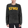 Women's Black Iowa Hawkeyes Comfy Cord Vintage-Like Wash Basic Arch Pullover Sweatshirt