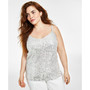 Plus Size V-Neck Sleeveless Sequin Camisole Top